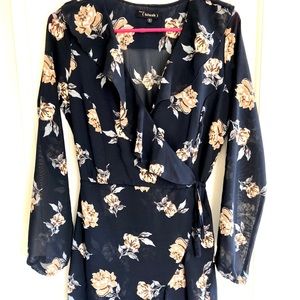 Floral Navy Blue Blush Dress